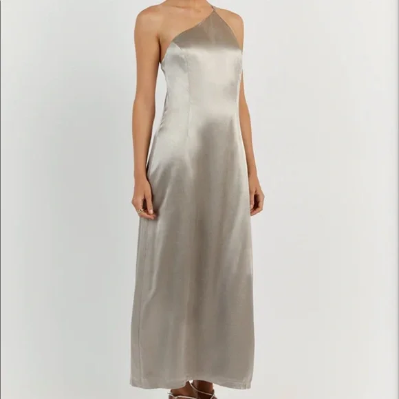 dissh satin dress Dissh silk blue midi dress with cross tie up